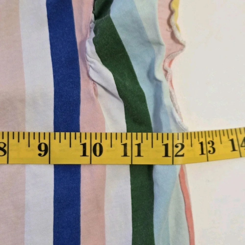 Tea‎ Collection Girls Flutter Sleeve Pocket Dress Size 8 Rainbow Stripes Cotton